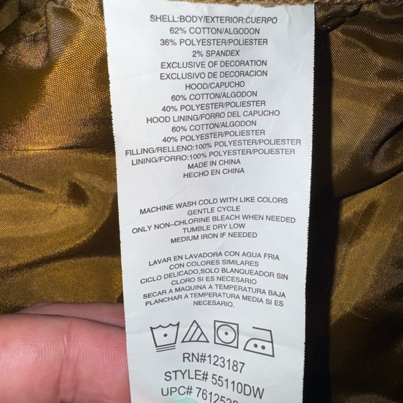 Wrangler Men's Brown Hooded Work Vest. Size M (38-40) - Picture 4 of 4